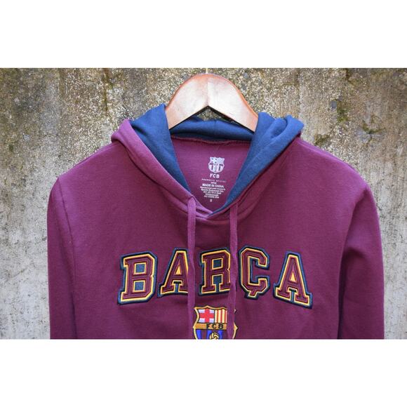 FC Barcelona BARÇA Maroon Pullover Hoodie Size S - Picture 2 of 3